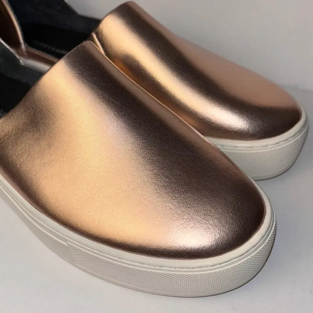 Rebecca Minkoff nana leather slip on sneakers rose gold metallic women's 8.5
